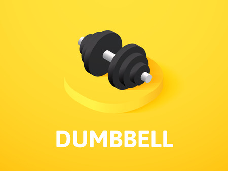 Dumbbell icon, vector symbol in flat isometric style isolated on color backgroundのイラスト素材