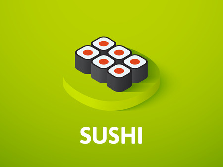 Sushi isometric icon, isolated on color backgroundのイラスト素材