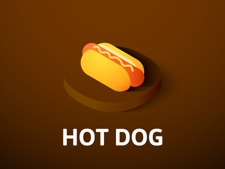 Hot dog isometric icon, isolated on color backgroundのイラスト素材