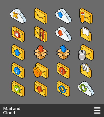 Isometric outline color icons setのイラスト素材