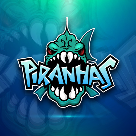 Piranhas emblem icon for sports team illustration.のイラスト素材