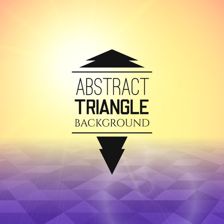 Abstract yellow sunset with purple triangle field, perspetive pattern in sunny fogのイラスト素材