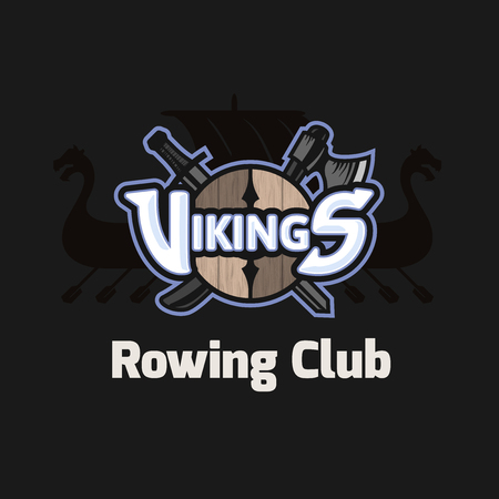 Vikings sport logo, vector emblem for rowing clubのイラスト素材