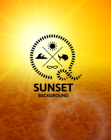 Yellow sunset with brown water sea surfaceのイラスト素材