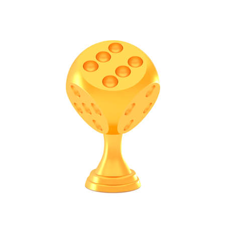 Award golden realistic game dice trophy cupのイラスト素材
