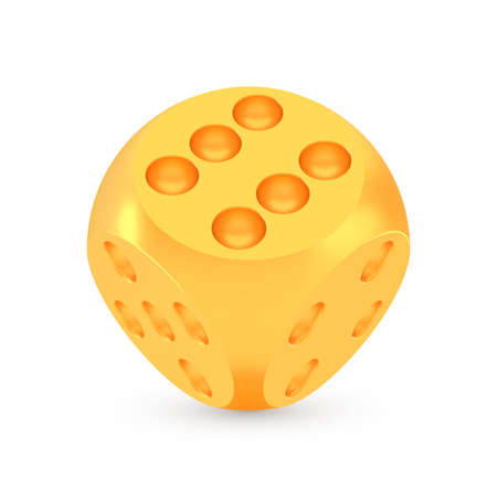 Golden luck dice award concept, shiny realistic metallic rounded cubeのイラスト素材