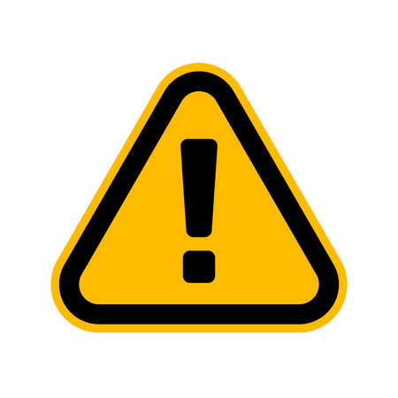 Hazard warning attention sign, danger triangle symbol isolated on white backgroundのイラスト素材