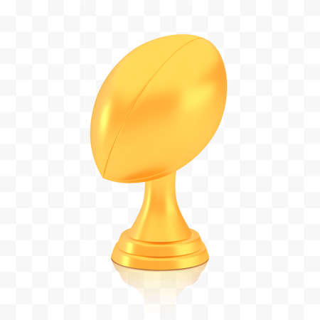 Winner rugby cup award, golden trophy  isolated on white transparent backgroundのイラスト素材