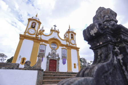 Historic church of Santo Antonio in the historic city of Tiradentes, Minas Gerais state, Brazilのeditorial素材