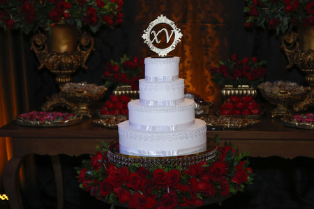 Party cake, 15 year anniversary, with fifteen symbolの写真素材