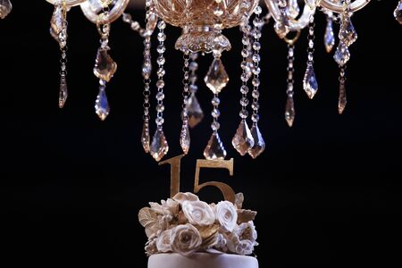 Party cake, 15 year old birthday cake, fifteen years old. Festival, beautifulの写真素材