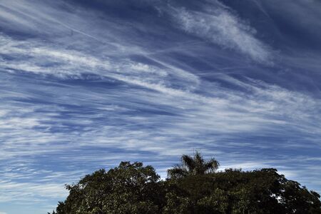 white cirrus clouds in blue sky dayの写真素材