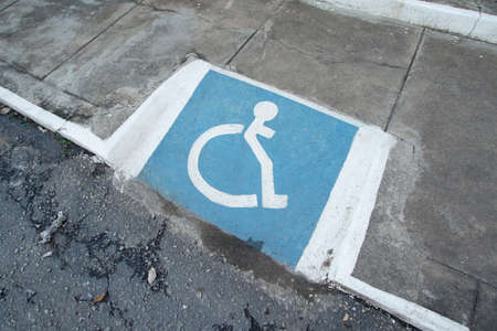 accessibility ramp for wheelchair users with accessibility symbol designの写真素材