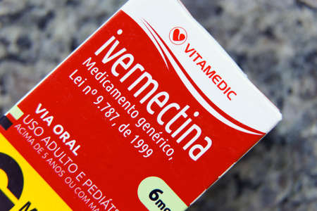 Minas Gerais, Brazil - June 17, 2021: ivermectin - generic drug packagingのeditorial素材