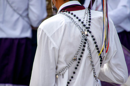 Oliveira, Minas Gerais, Brazil - August 8, 2018: congado - detail of the captain of guard of the rosary festivalのeditorial素材