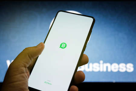 Minas Gerais, Brazil - February 7, 2022: Screen of the Whatsapp Business applicationのeditorial素材