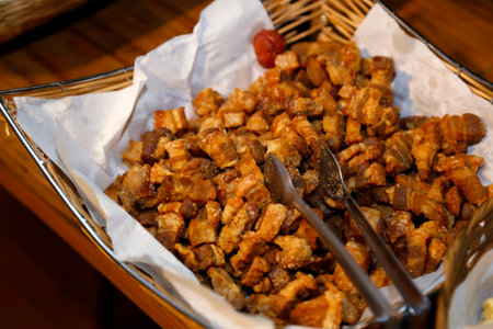 tray with a portion of pork ribs - traditional Brazilian snackの写真素材