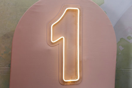 number one with lights at the 1 year old party - light party
