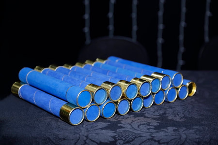 multiple certificates stacked, diploma, certificate - education conceptの写真素材