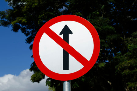 prohibited direction sign - wrong direction traffic signalの写真素材