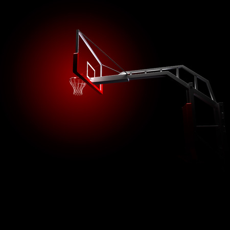 Red basketball houp in red . 3d render illustration on black background