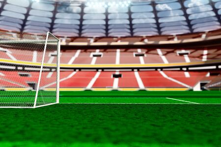 Empty soccer stadium in sunlight 3d render