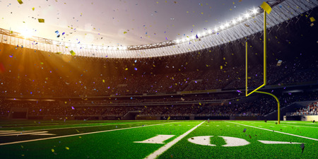 Football Arena Stadium Day championship win. Confetti and tinselの写真素材