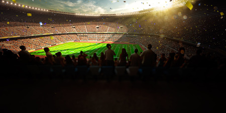 Football Arena Stadium Day championship win. Confetti and tinselの写真素材