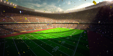 Football Arena Stadium Day championship win. Confetti and tinselの写真素材