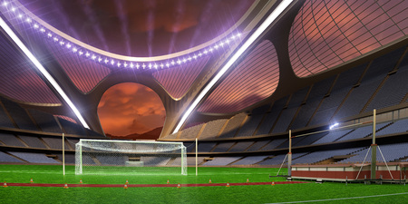 3d render emptry hi-tech stadium evening without people jump track  clodyの写真素材