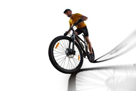 Bicycle rider cycle bike isolated in white backgroundの写真素材