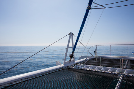 Boat in open oceanの写真素材