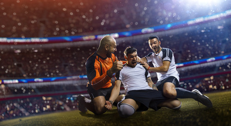 winnder soccer players  stadium backgroundの写真素材