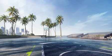 Street basketball court 3D illustrationの写真素材