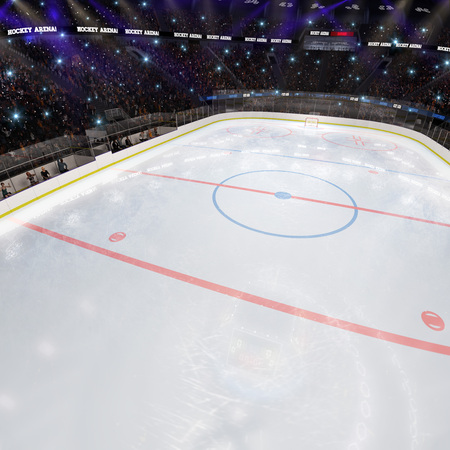 Sport hockey stadium 3d render whith people fans and lightの写真素材