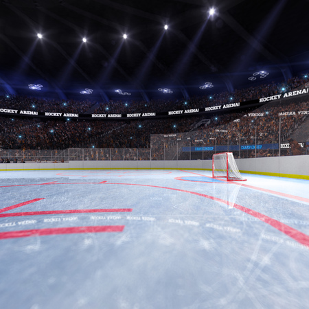 Sport hockey stadium 3d render whith people fans and lightの写真素材