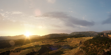 Beautifu summer sunset landscape top viewの写真素材