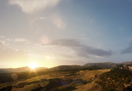 Beautiful natural summer sunset landscape top viewの写真素材