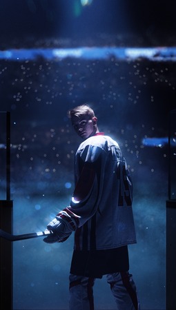 hockey player wont to start into gameの写真素材