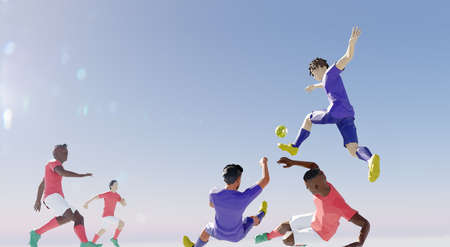 Soccer illustration, player in attack. poly styleの写真素材