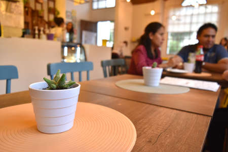 Inside of a coffee place. Interior design of a public place with peopleのeditorial素材