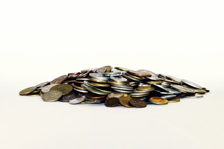 Coins isolated on white backgroundの写真素材