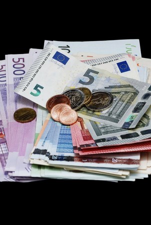 Money on black background
