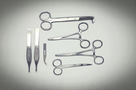 Various scissors and tweezersの写真素材