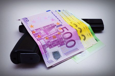 Pistol and Banknotesの写真素材