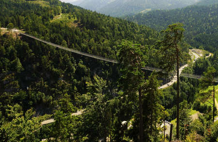 Suspension bridge highline 179 in Reutte Austriaの写真素材