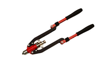 New red hand riveter on white backgroundの写真素材
