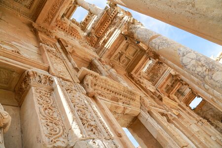 Closeup view of interior design of library of Celsus, Selcuk, Turkeyのeditorial素材