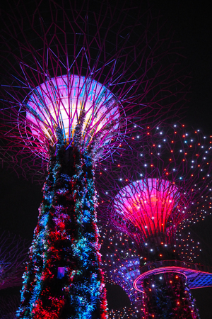 Supertree light show at Garden by the Bay in Singapore Cityのeditorial素材