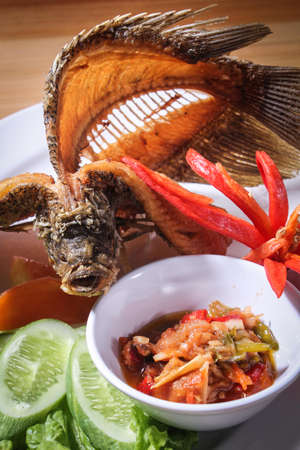 Gurame Goreng-Fried carp with chili sauce